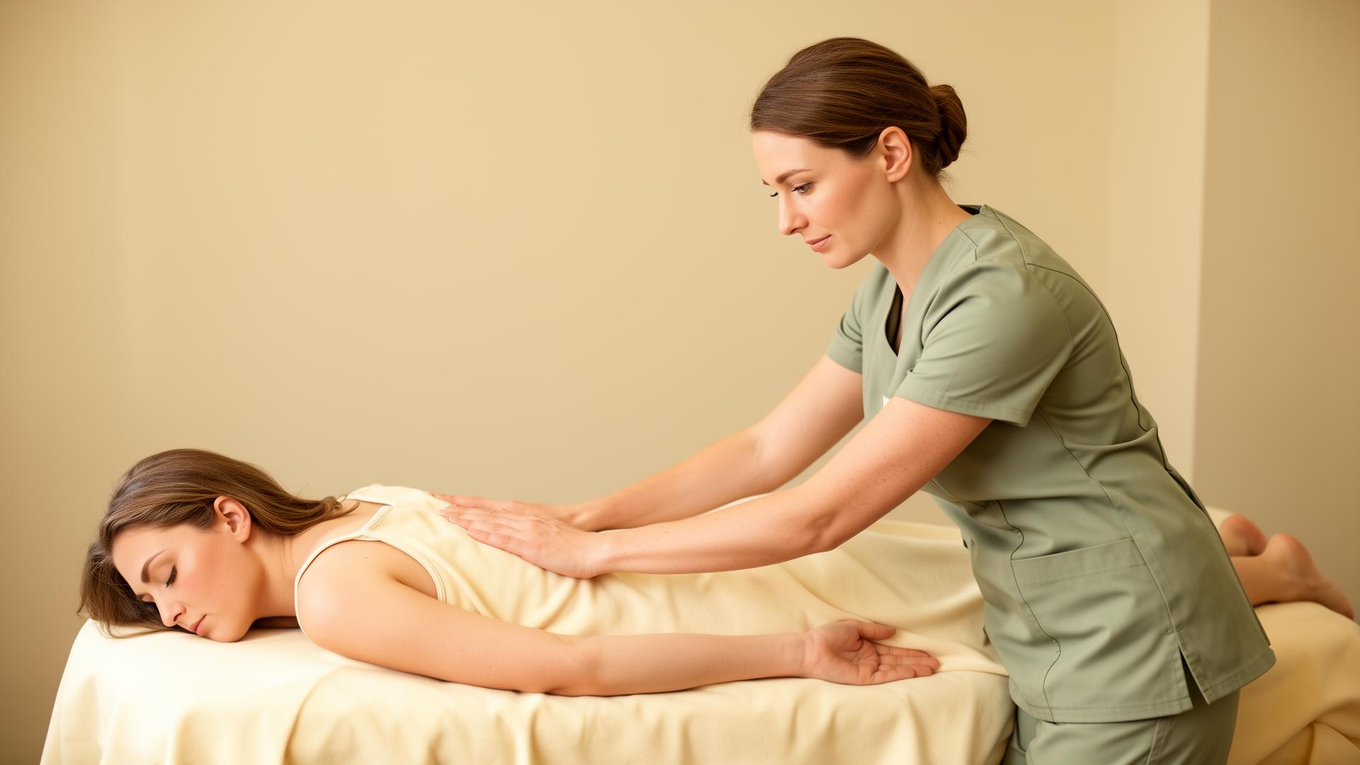 Therapist performing therapeutic massage